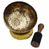 Buddhist Hand Beaten Jambati Singing Bowl, With Super Fine Etching Carving, [life Of Tree]