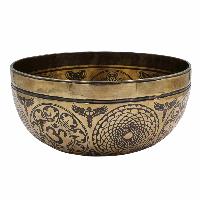 Buddhist Hand Beaten Jambati Singing Bowl, With Super Fine Etching Carving, [life Of Tree]