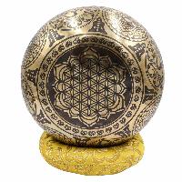 Buddhist Hand Beaten Jambati Singing Bowl, With Super Fine Etching Carving, [life Of Tree]