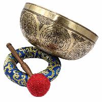 Buddhist Hand Beaten Jambati Singing Bowl, With Super Fine Etching Carving, [yoga Man]