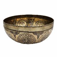 Buddhist Hand Beaten Jambati Singing Bowl, With Super Fine Etching Carving, [yoga Man]