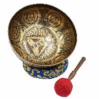 Buddhist Hand Beaten Jambati Singing Bowl, With Super Fine Etching Carving, [yoga Man]