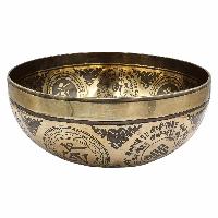 Buddhist Hand Beaten Jambati Singing Bowl, With Super Fine Etching Carving