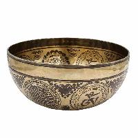 Buddhist Hand Beaten Jambati Singing Bowl, With Super Fine Etching Carving, [double Dorje]