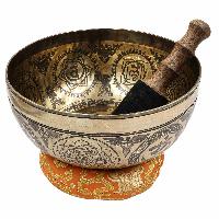 Buddhist Hand Beaten Jambati Singing Bowl, With Super Fine Etching Carving