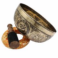 Buddhist Hand Beaten Jambati Singing Bowl, With Super Fine Etching Carving