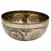 Buddhist Hand Beaten Jambati Singing Bowl, With Super Fine Etching Carving