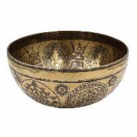 Buddhist Hand Beaten Jambati Singing Bowl, With Super Fine Etching Carving, [yoga Man]