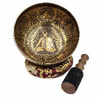 Buddhist Hand Beaten Jambati Singing Bowl, With Super Fine Etching Carving, [yoga Man]