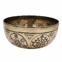 Buddhist Hand Beaten Jambati Singing Bowl, With Super Fine Etching Carving