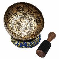 Buddhist Hand Beaten Jambati Singing Bowl, With Super Fine Etching Carving