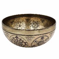 Buddhist Hand Beaten Jambati Singing Bowl, With Super Fine Etching Carving