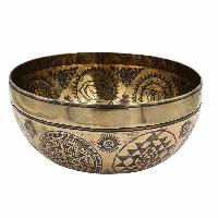 Buddhist Hand Beaten Jambati Singing Bowl, With Super Fine Etching Carving