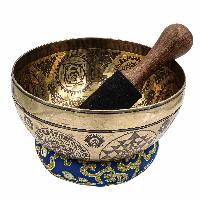 Buddhist Hand Beaten Jambati Singing Bowl, With Super Fine Etching Carving