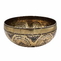 Buddhist Hand Beaten Jambati Singing Bowl, With Super Fine Etching Carving, [medicine Buddha]