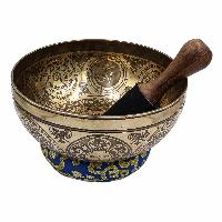 Buddhist Hand Beaten Jambati Singing Bowl, With Super Fine Etching Carving