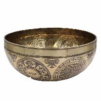 Buddhist Hand Beaten Jambati Singing Bowl, With Super Fine Etching Carving