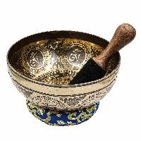 Buddhist Hand Beaten Jambati Singing Bowl, With Super Fine Etching Carving