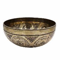 Buddhist Hand Beaten Jambati Singing Bowl, With Super Fine Etching Carving