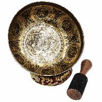 Buddhist Hand Beaten Jambati Singing Bowl, With Super Fine Etching Carving