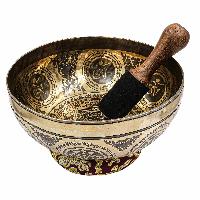 Buddhist Hand Beaten Jambati Singing Bowl, With Super Fine Etching Carving