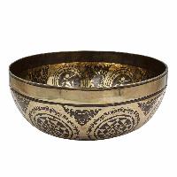 Buddhist Hand Beaten Jambati Singing Bowl, With Super Fine Etching Carving