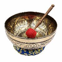 Buddhist Hand Beaten Jambati Singing Bowl, With Super Fine Etching Carving