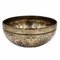 Buddhist Hand Beaten Jambati Singing Bowl, With Super Fine Etching Carving