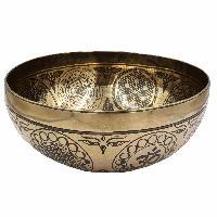 Buddhist Hand Beaten Jambati Singing Bowl, With Super Fine Etching Carving