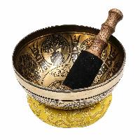 Buddhist Hand Beaten Jambati Singing Bowl, With Super Fine Etching Carving