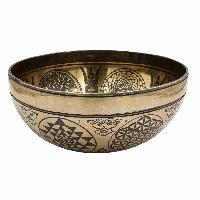 Buddhist Hand Beaten Jambati Singing Bowl, With Super Fine Etching Carving