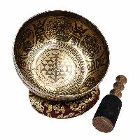 Buddhist Hand Beaten Jambati Singing Bowl, With Super Fine Etching Carving