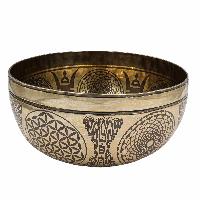 Buddhist Hand Beaten Jambati Singing Bowl, With Super Fine Etching Carving