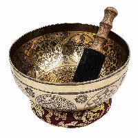 Buddhist Hand Beaten Jambati Singing Bowl, With Super Fine Etching Carving