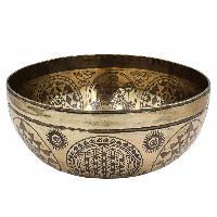 Buddhist Hand Beaten Jambati Singing Bowl, With Super Fine Etching Carving