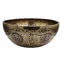 Buddhist Hand Beaten Jambati Singing Bowl, With Super Fine Etching Carving