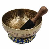 Buddhist Hand Beaten Jambati Singing Bowl, With Premium Etching Carving