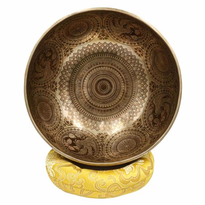 Buddhist Hand Beaten Jambati Singing Bowl, With Premium Etching Carving