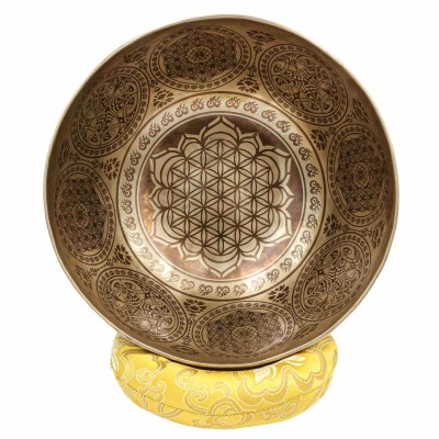 Buddhist Hand Beaten Jambati Singing Bowl, With Premium Etching Carving