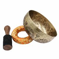 Buddhist Hand Beaten Jambati Singing Bowl, With Premium Etching Carving