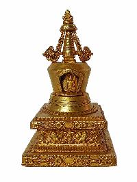 Buddhist Eight Stupa Set, [full Gold Plated], [antique Finishing]