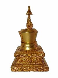 Buddhist Eight Stupa Set, [full Gold Plated], [antique Finishing]