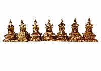 Buddhist Eight Stupa Set, [full Gold Plated], [antique Finishing]