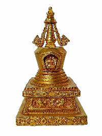 Buddhist Eight Stupa Set, [full Gold Plated], [antique Finishing]