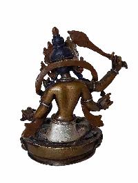 Buddhist Miniature Statue Of [maha Manjushree], [chocolate Oxidized]