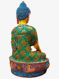 Buddhist Handmade Statue Of [shakyamuni Buddha], [traditional Color Finishing, Face Painted]