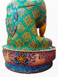 Buddhist Handmade Statue Of [shakyamuni Buddha], [traditional Color Finishing, Face Painted]