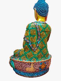 Buddhist Handmade Statue Of [shakyamuni Buddha], [traditional Color Finishing, Face Painted]