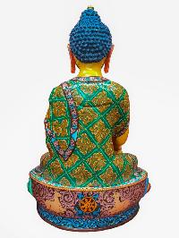 Buddhist Handmade Statue Of [shakyamuni Buddha], [traditional Color Finishing, Face Painted]