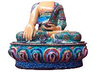 Buddhist Handmade Statue Of [shakyamuni Buddha], [traditional Color Finishing, Face Painted]